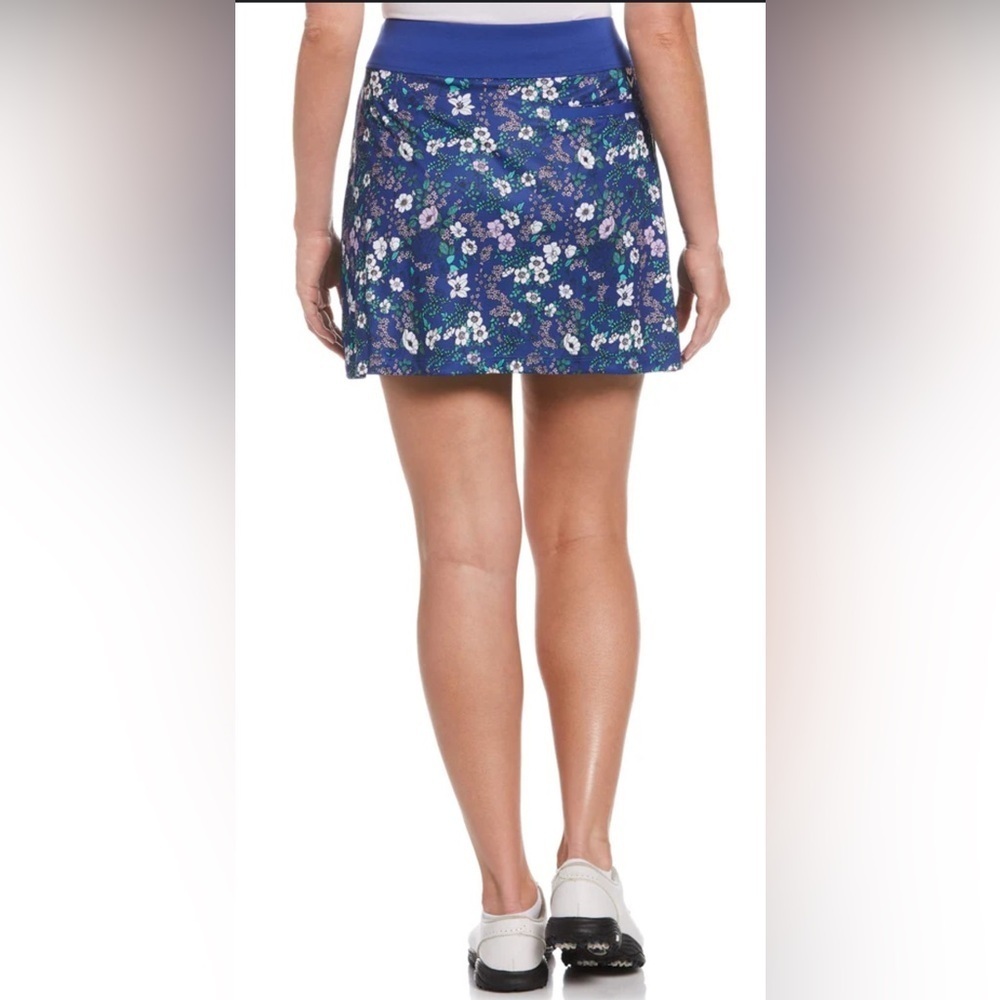 Callaway Floral Print Skater Skirt - Blue and White